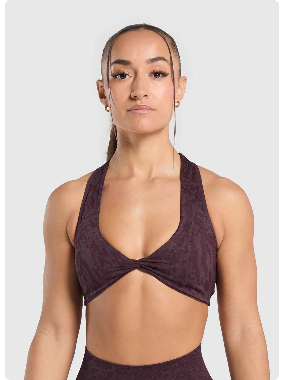 Twisted front printed bra
