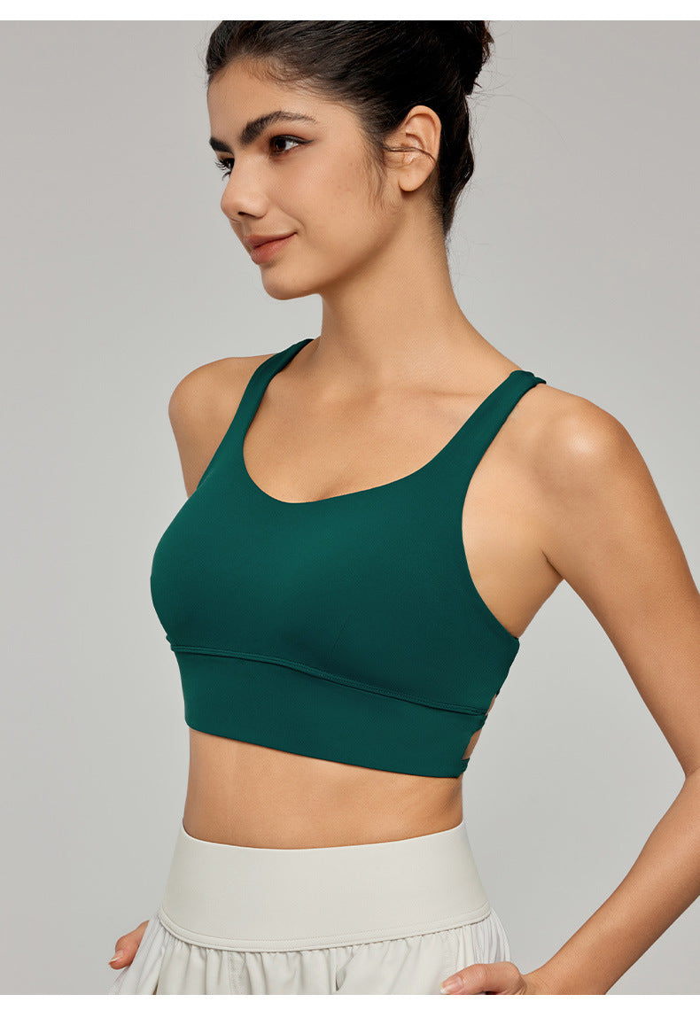 Crossover padded sports bra