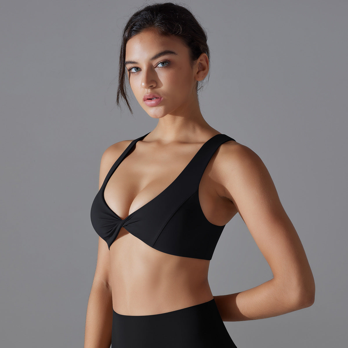 Twisted front sports bra