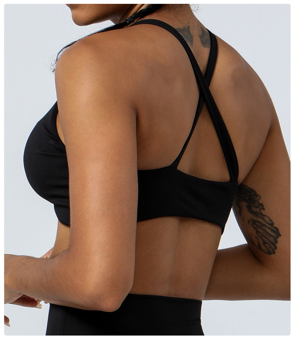 Cross back sports bra