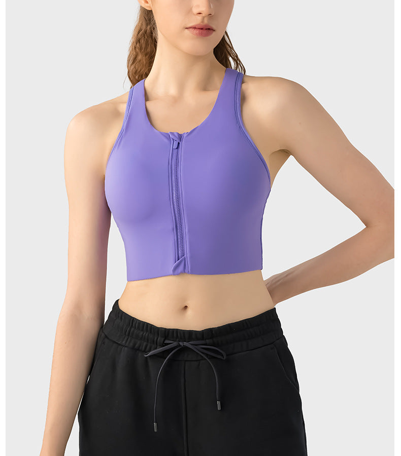Zip front sports bra