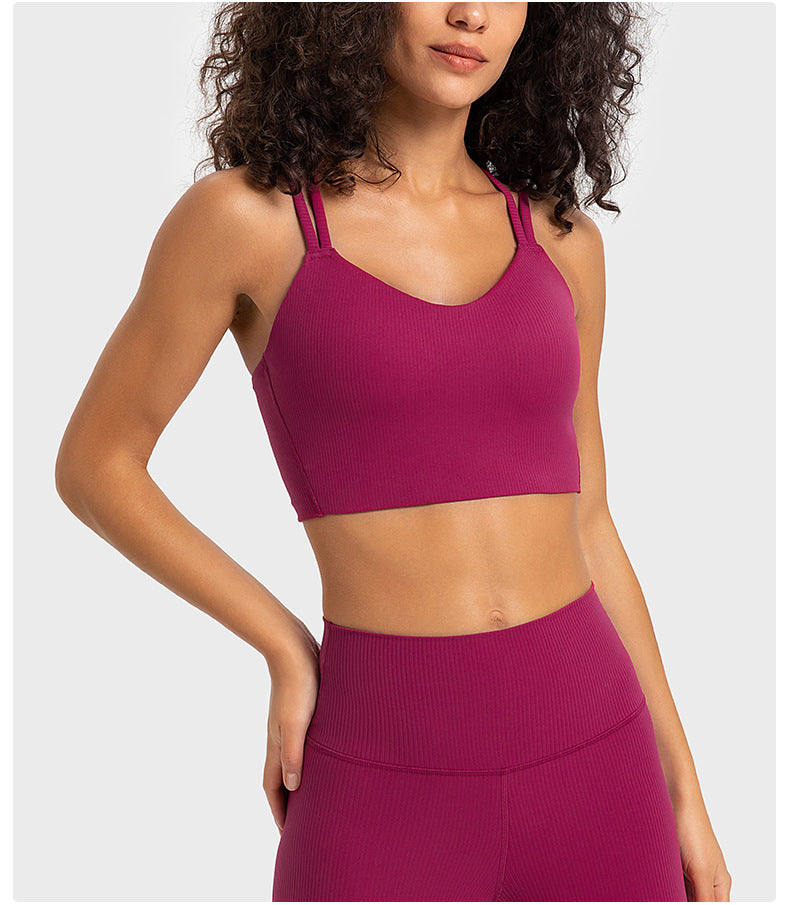 Cross back sports bra