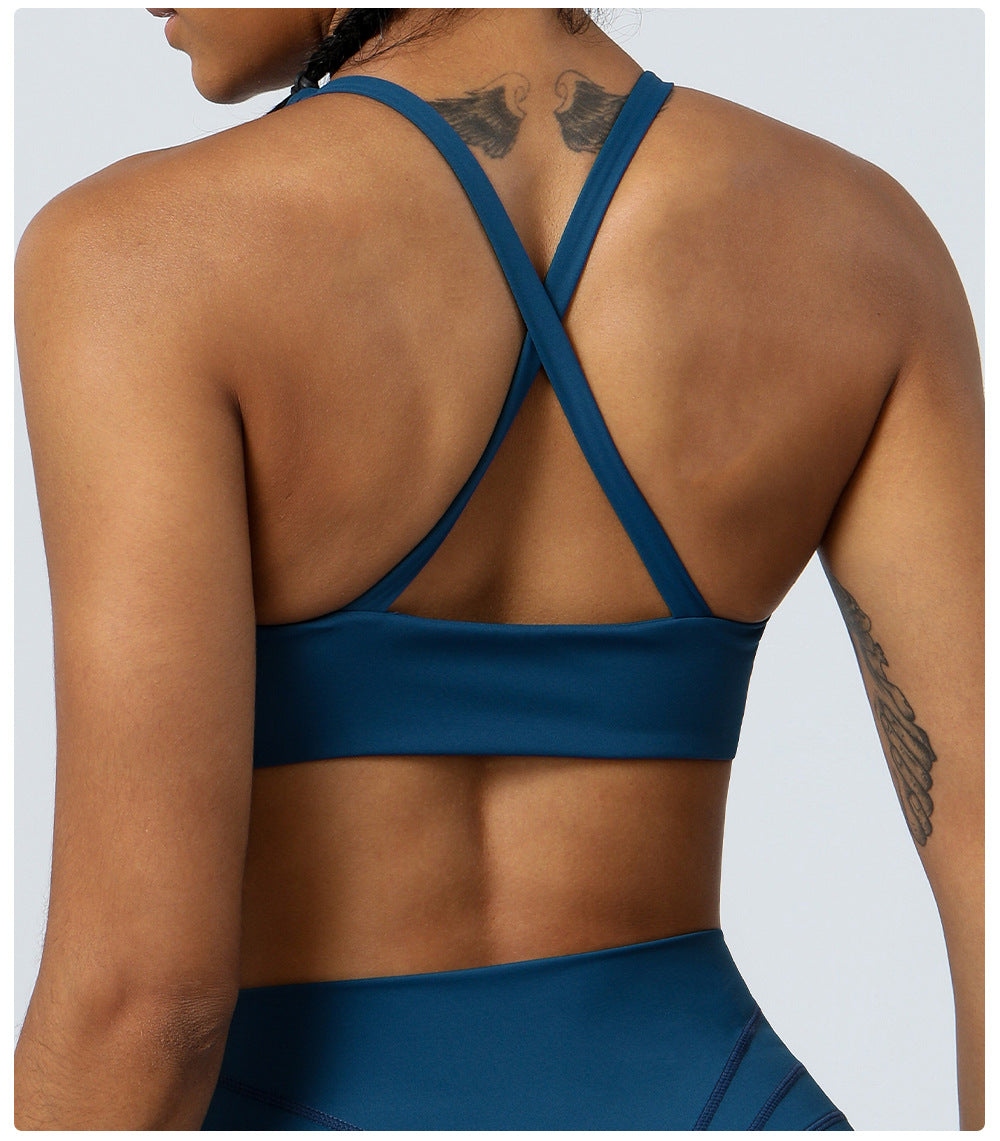 Cross back sports bra