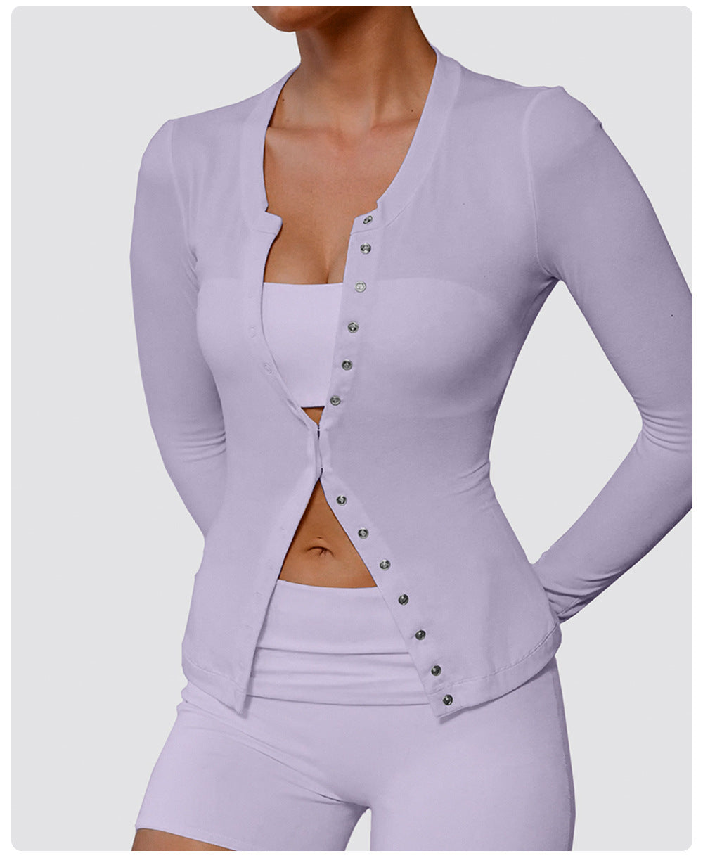 Soft feel buttoned top