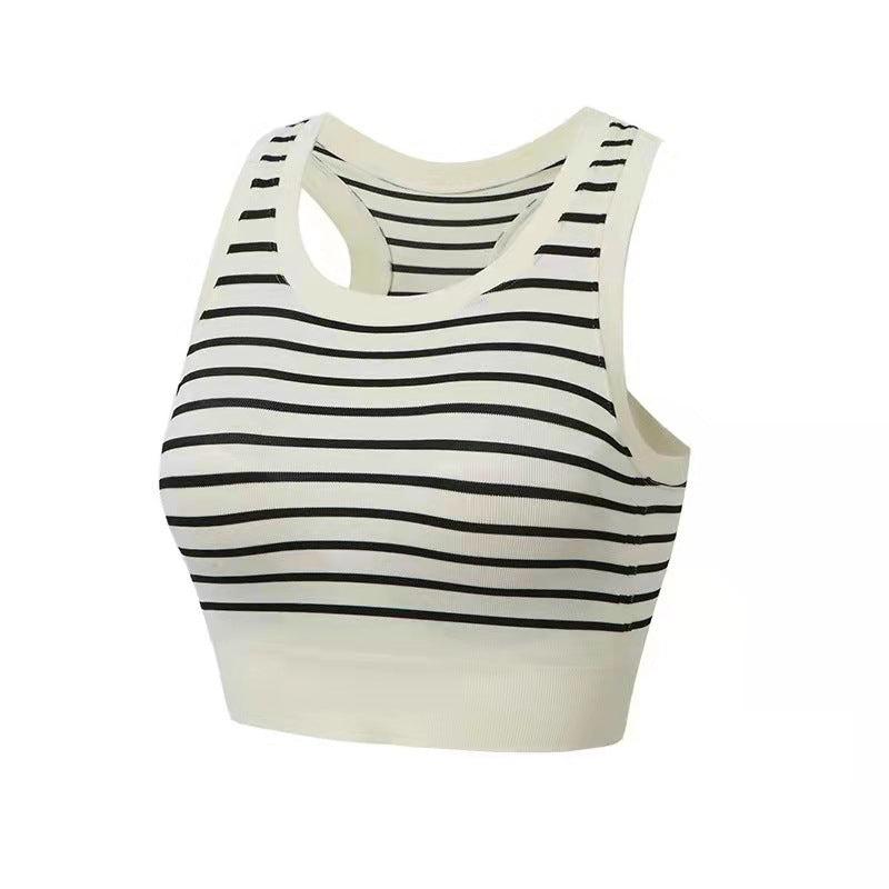 High support stripe sports bra