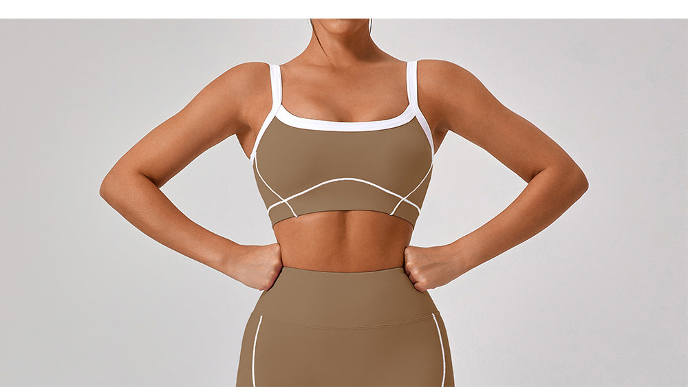 Contrast trim high support bra
