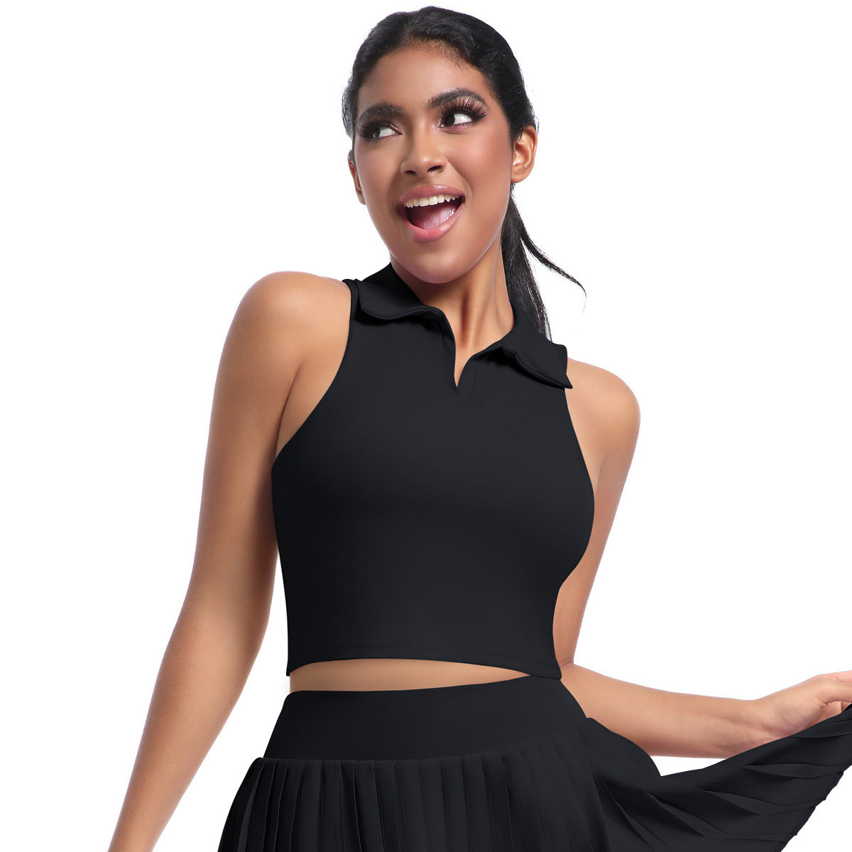 Collared cropped top
