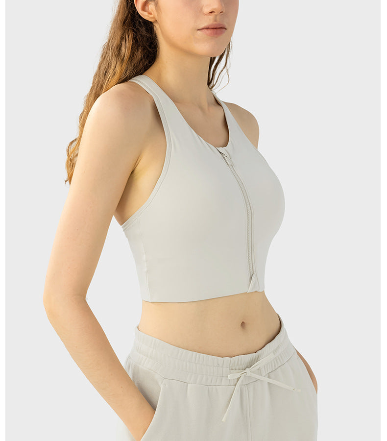 Zip front sports bra