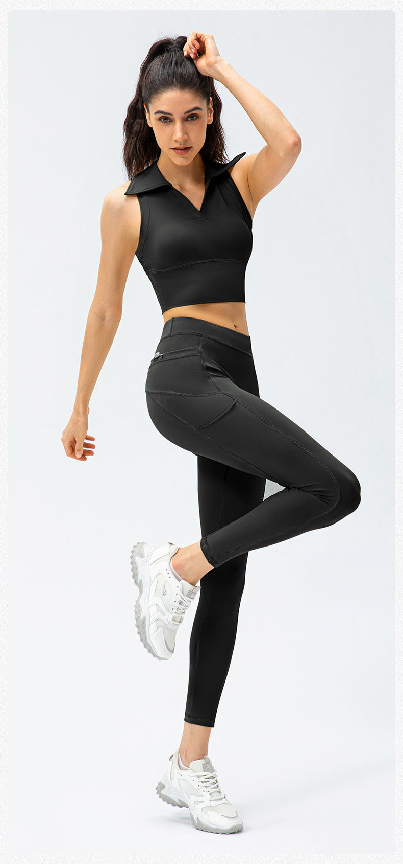 Collared high support top