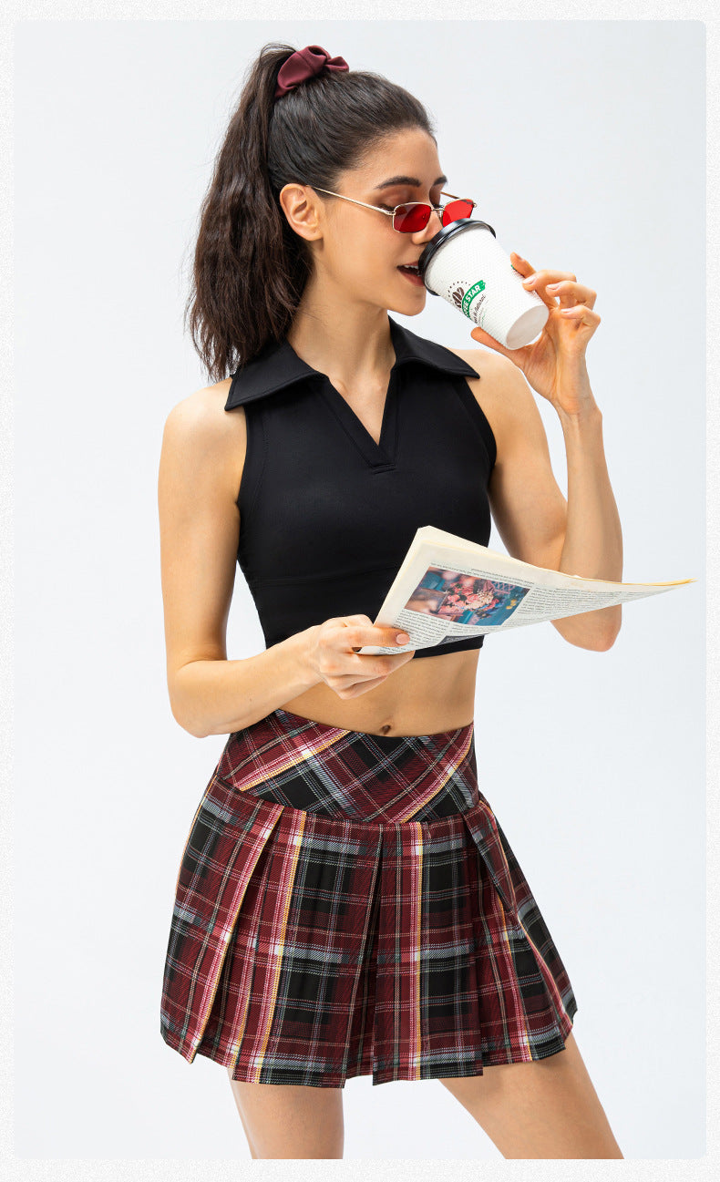 Collared high support top