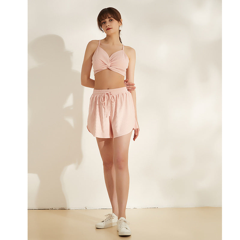 Twisted front padded sports bra