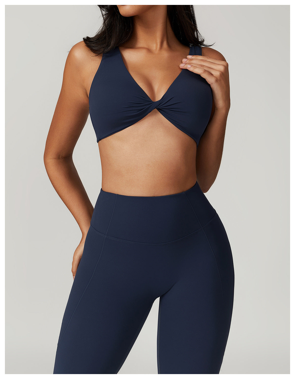 Twisted front sports bra