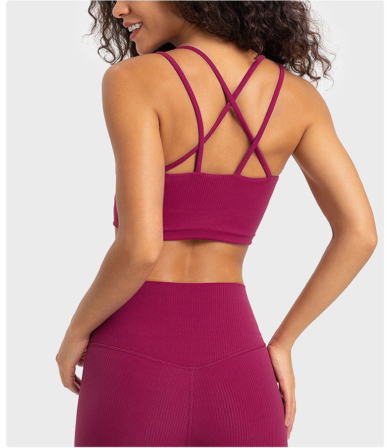 Cross back sports bra