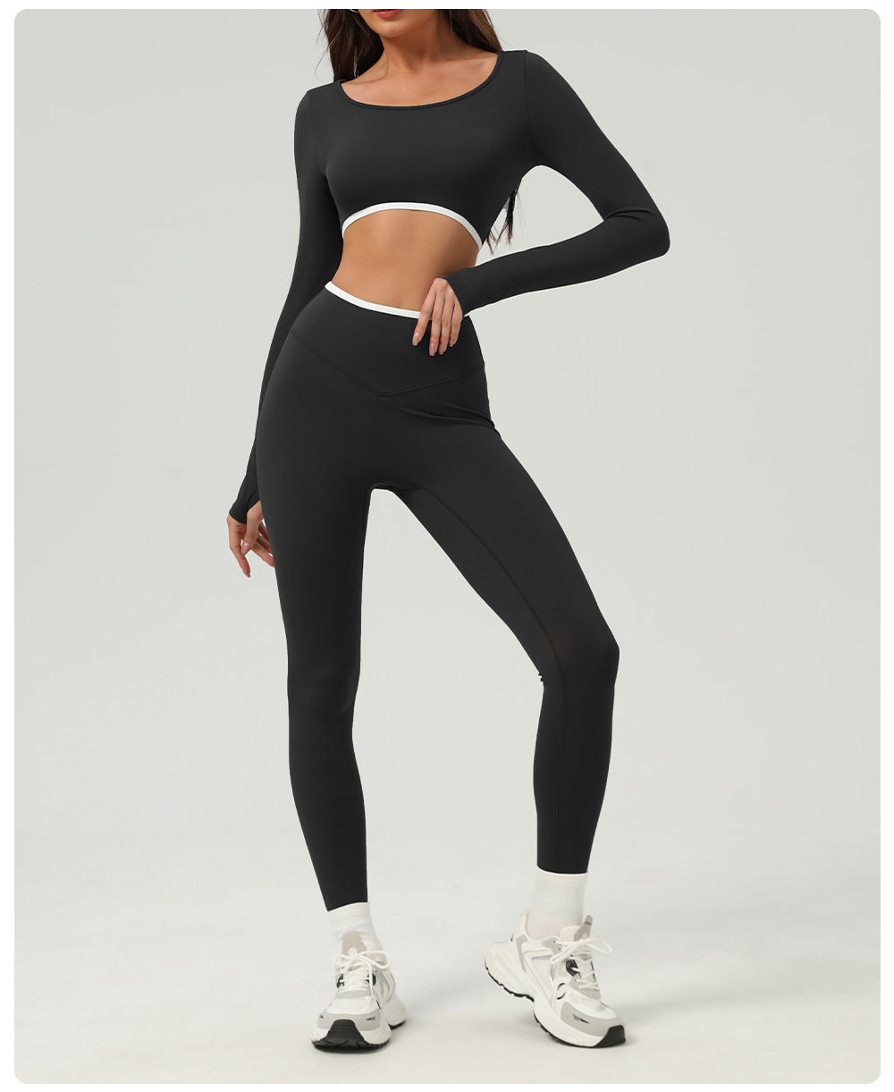 Contrast trim waist leggings