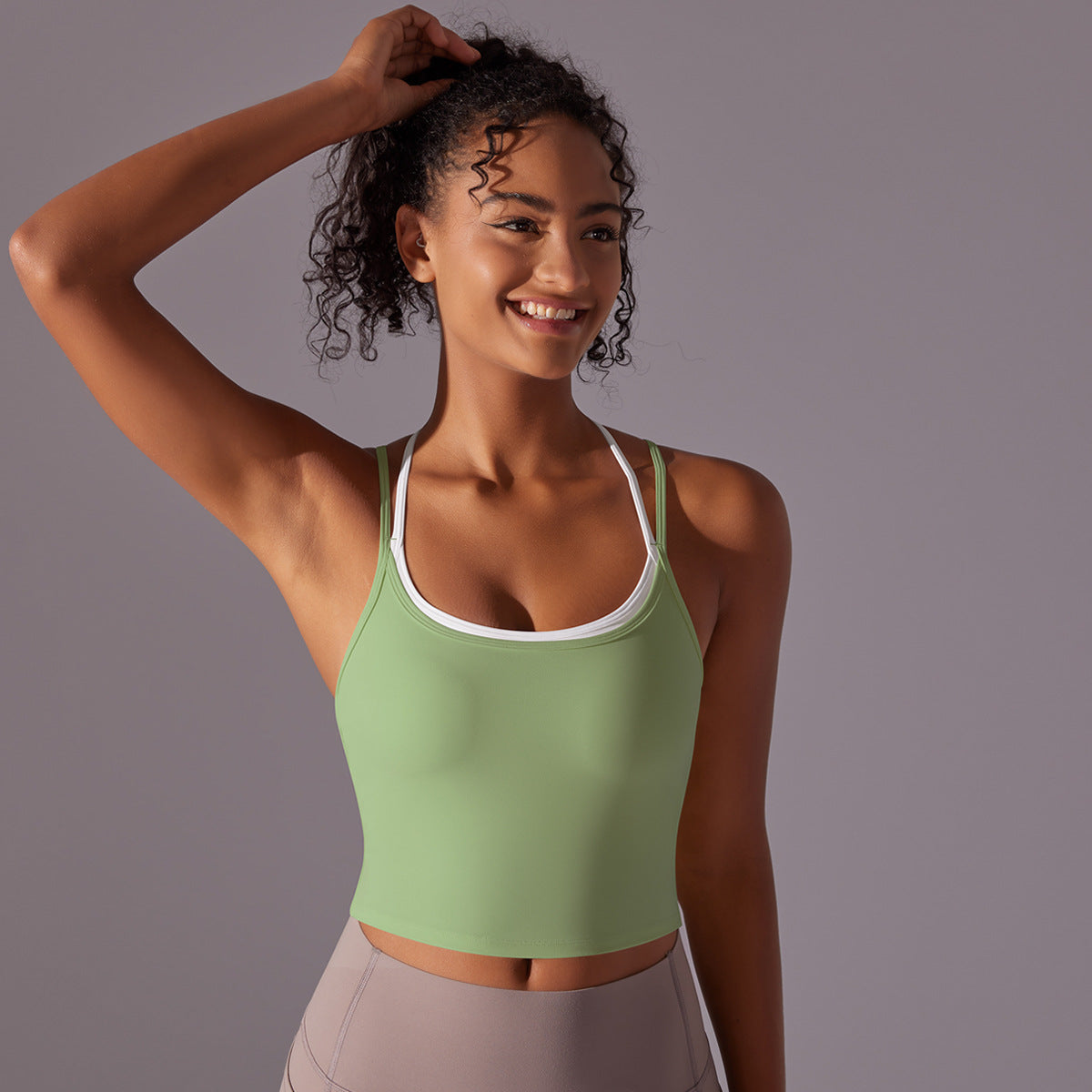 Contrast strap cropped vest