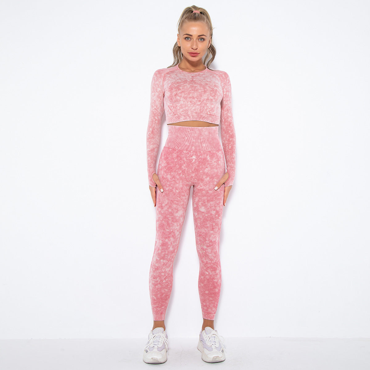 Stone washed two piece fitness set