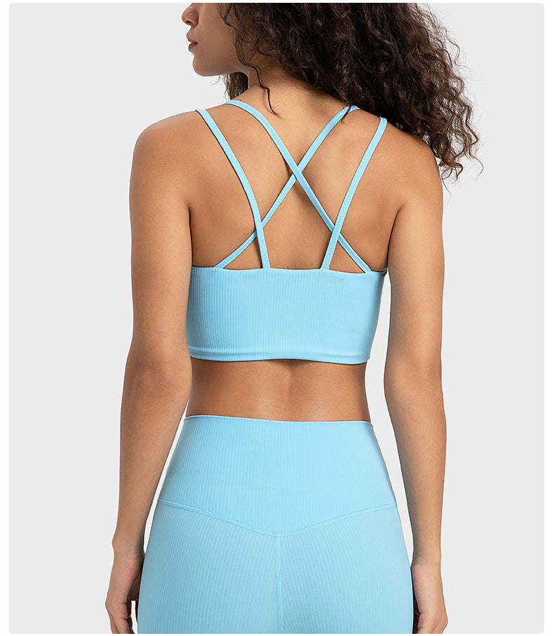 Cross back sports bra