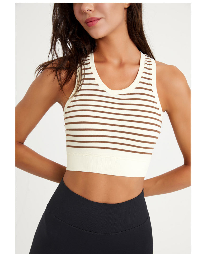 High support stripe sports bra