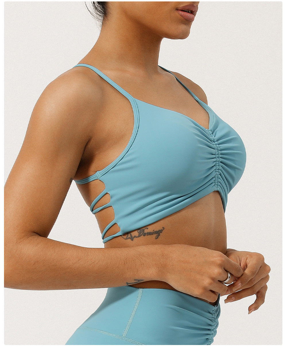 Gathered front sports bra