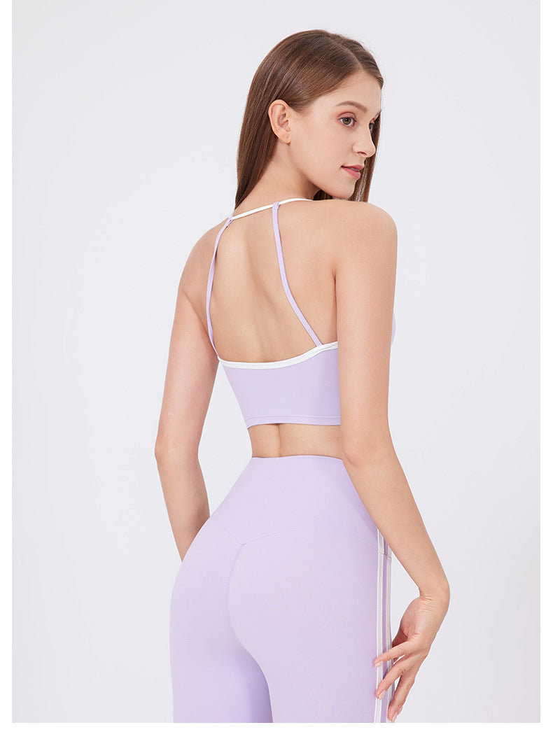 Contrast strap sports bra