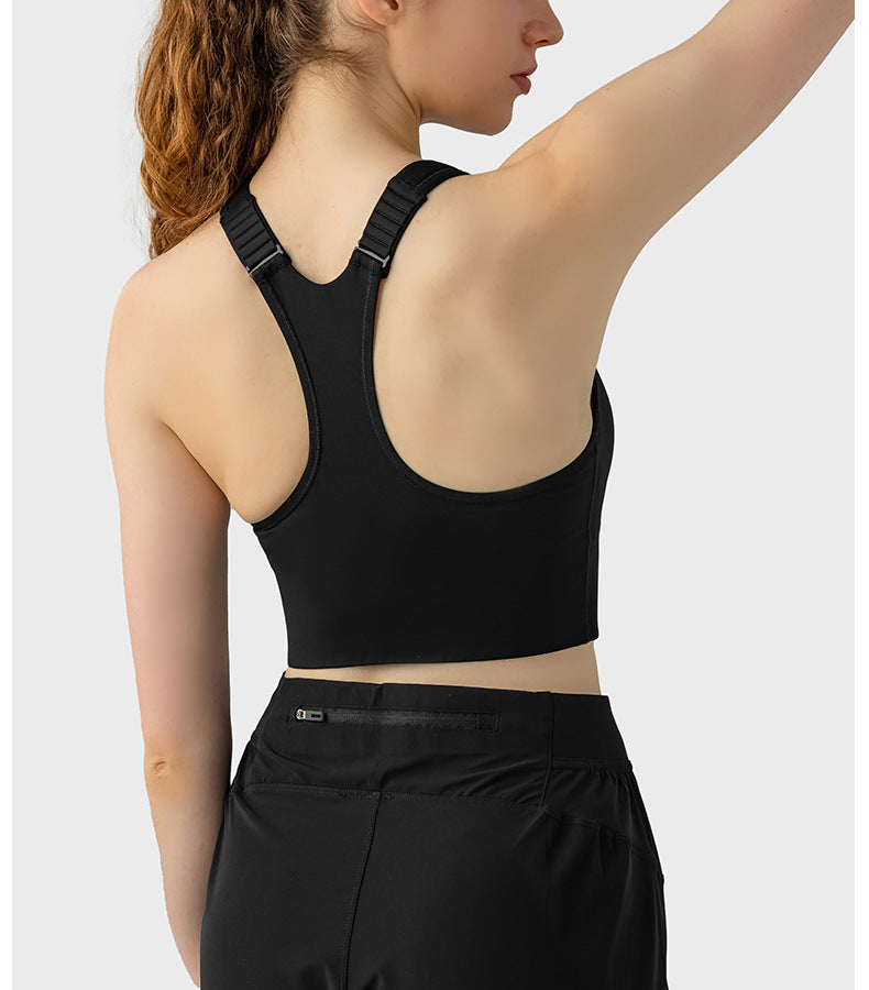 Zip front sports bra