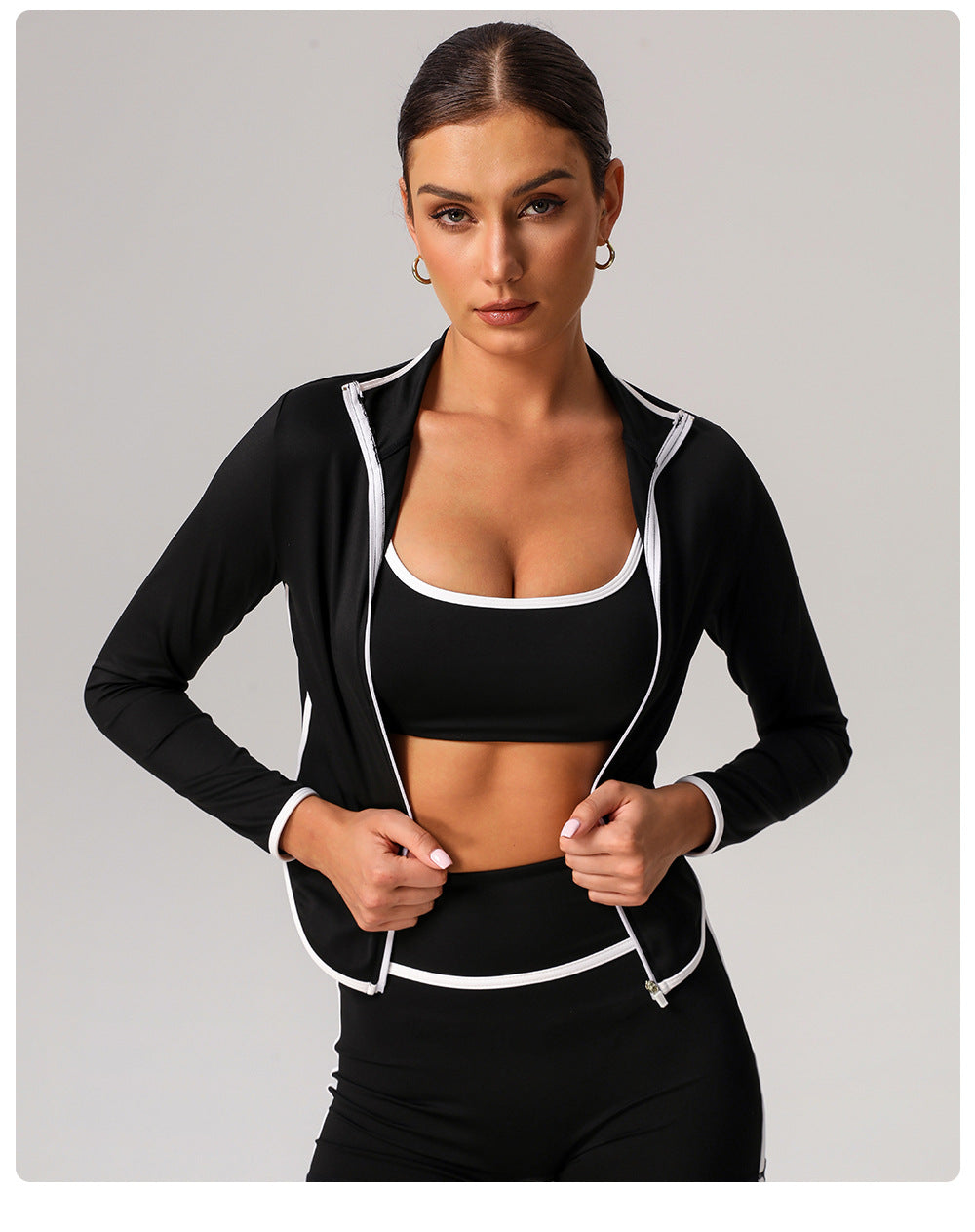 Contrast piping sports bra
