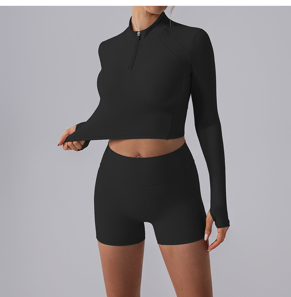 Zip front cropped top