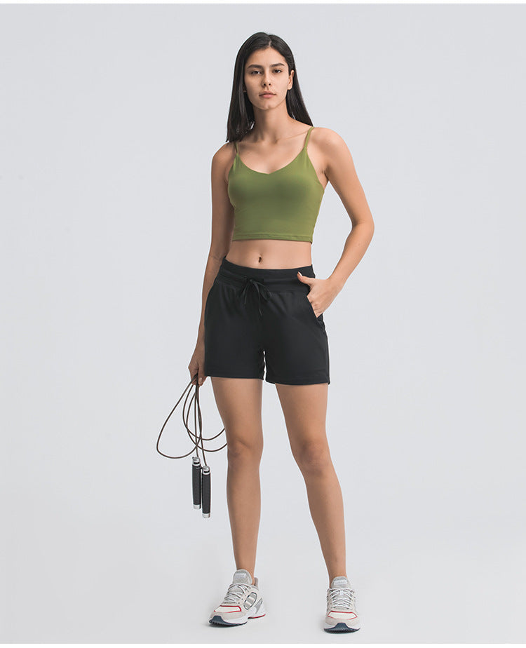 Casual workout shorts with drawstring