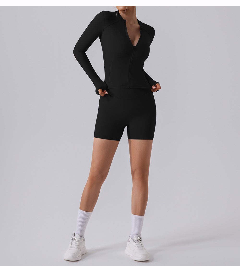 Zip front top with pockets