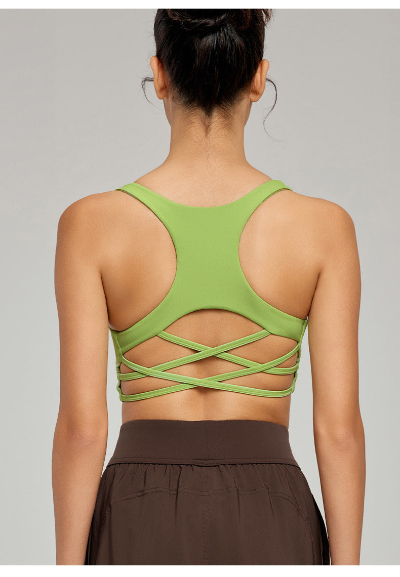 Crossover padded sports bra