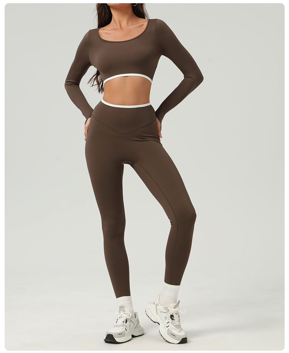 Contrast trim waist leggings