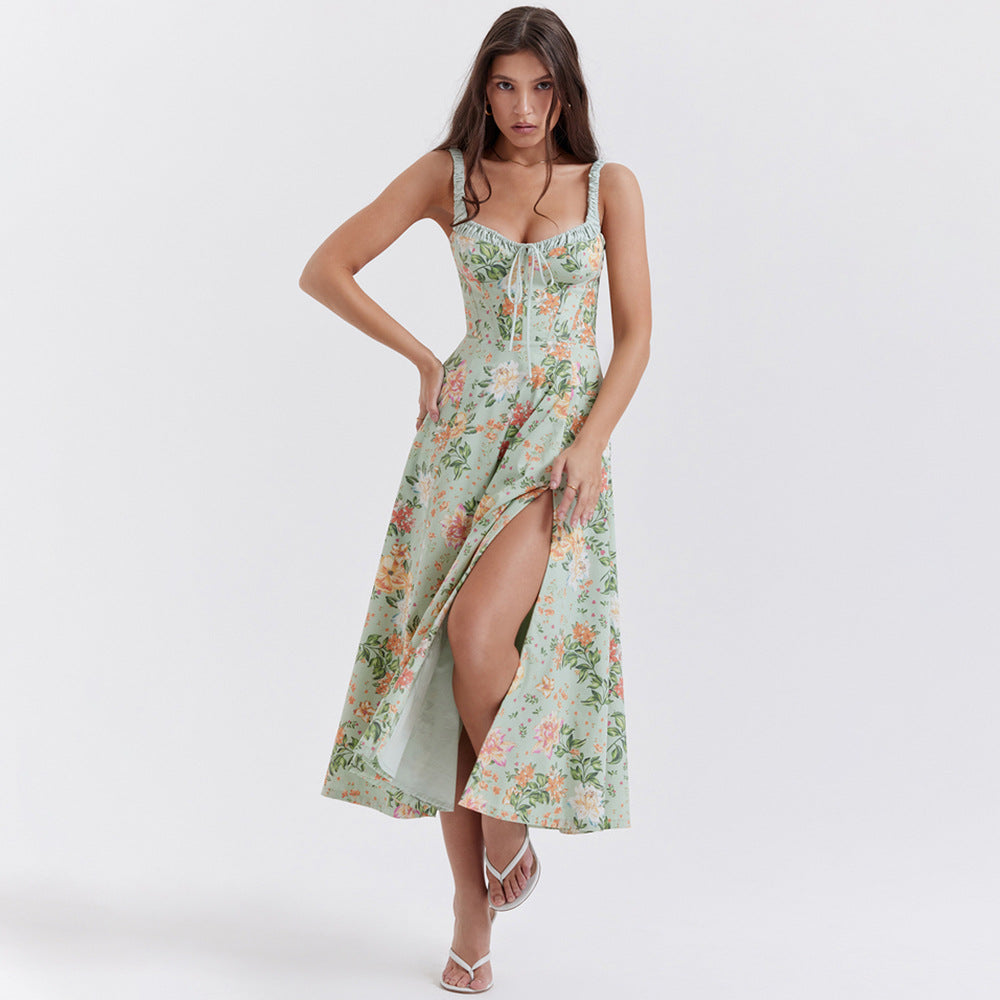 Printed midi length summer dress