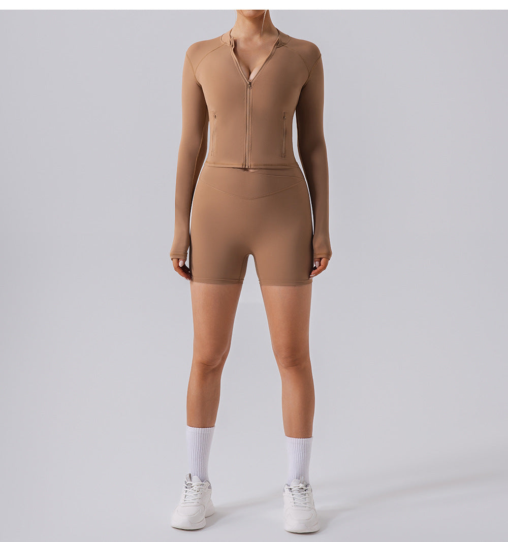 Zip front top with pockets