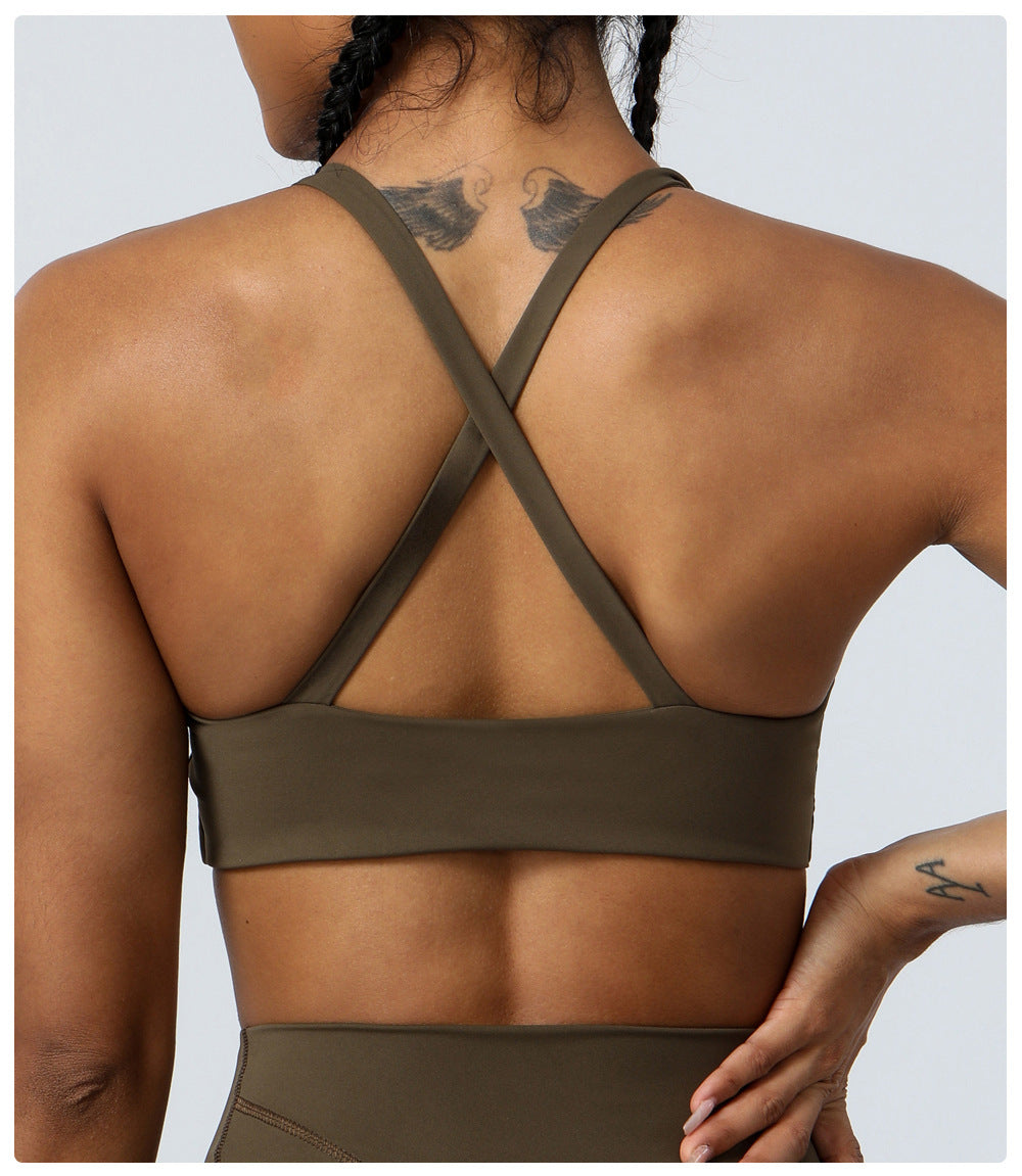 Cross back sports bra