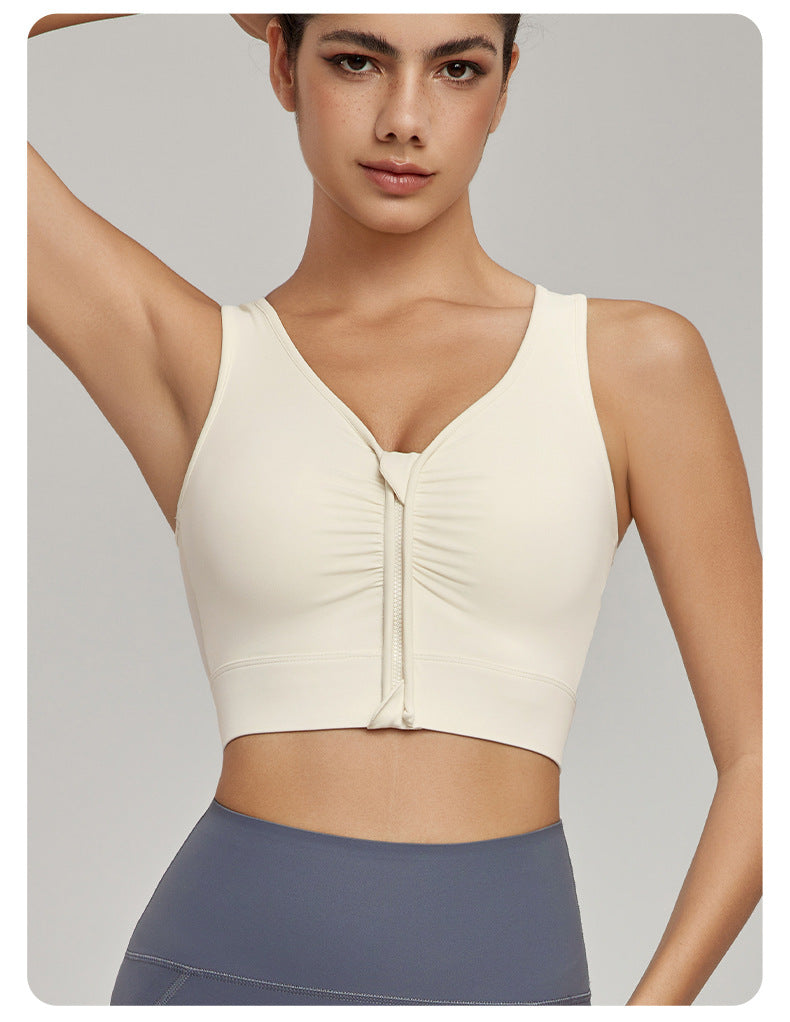 Zip front high support bra