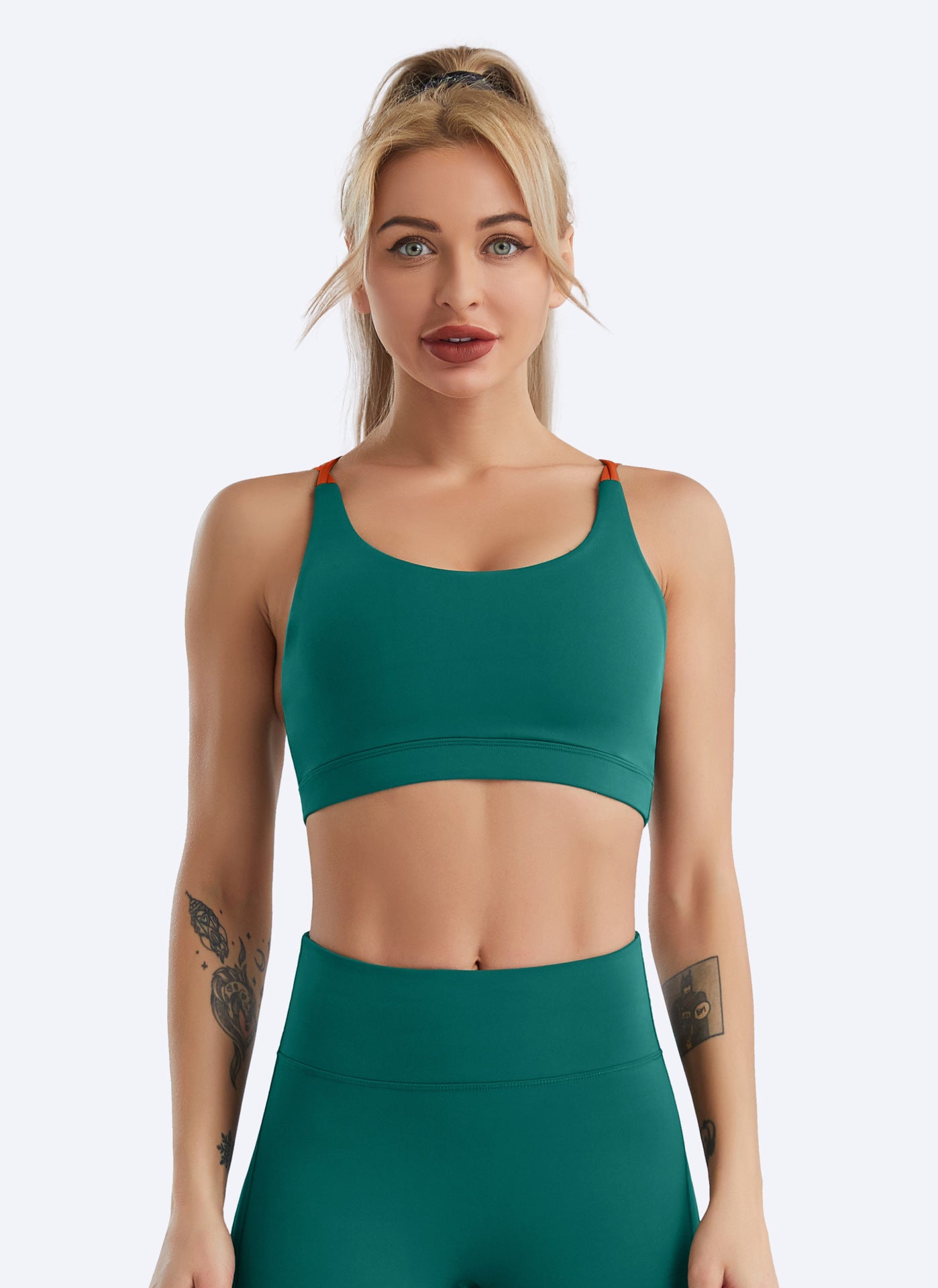 Contrast strap sports bra