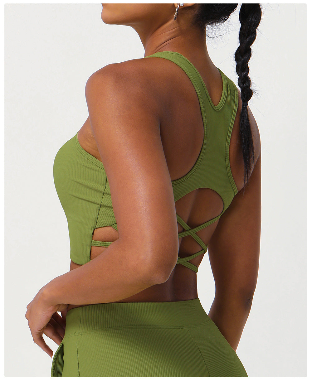 Cross back sports bra