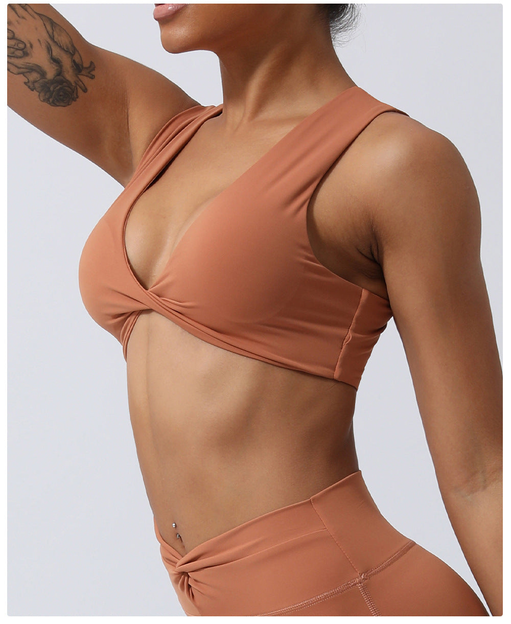 Twisted front sports bra
