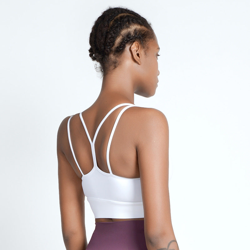 High support spaghetti strap bra