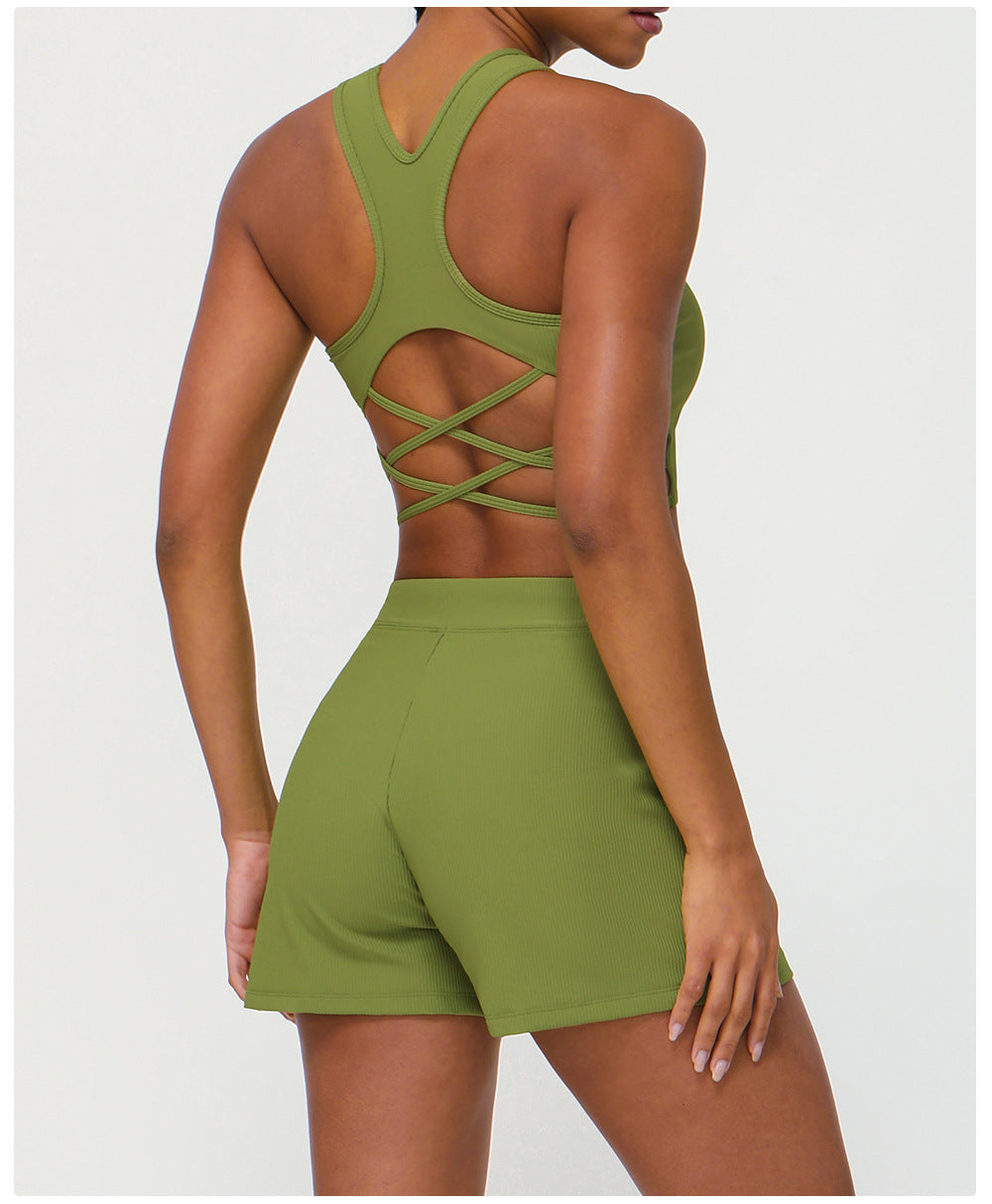 Cross back sports bra