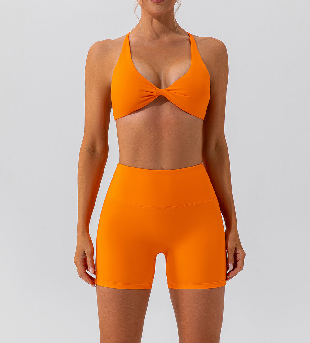 Twisted front sports bra