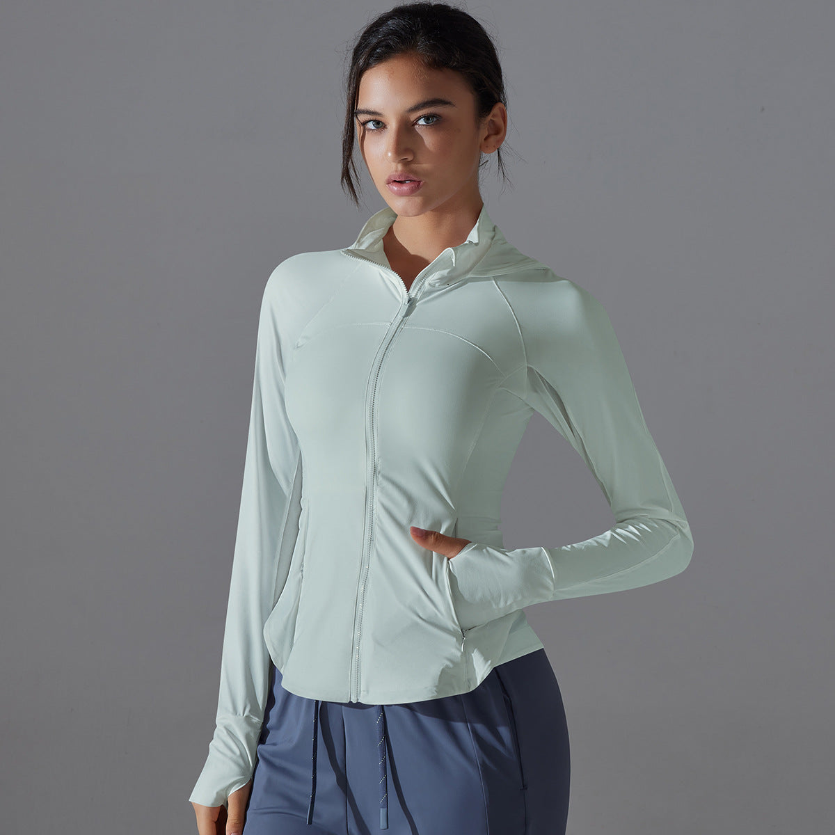 Breathable zip front top