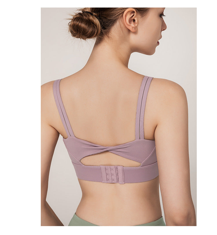 Twisted back sports bra