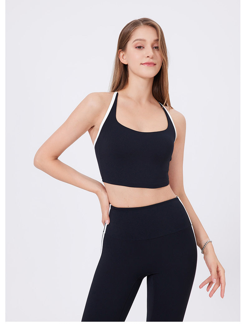 Contrast strap sports bra