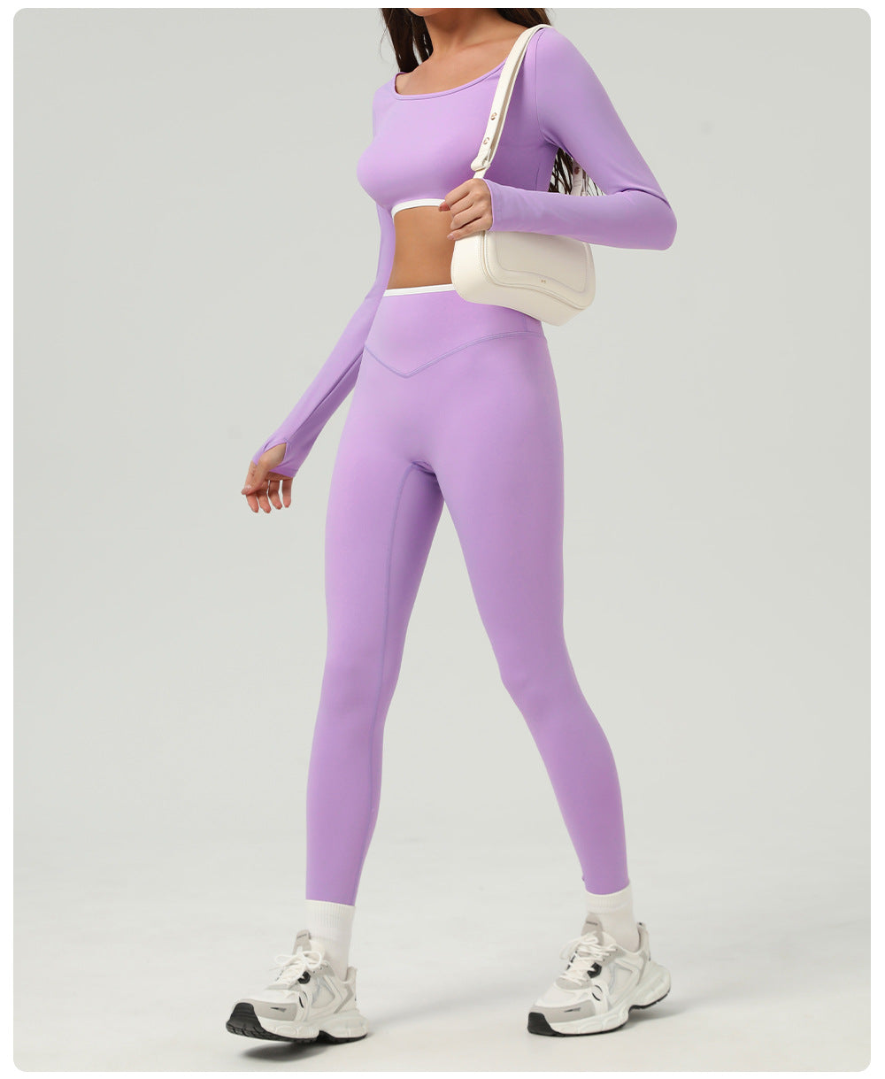 Contrast trim waist leggings