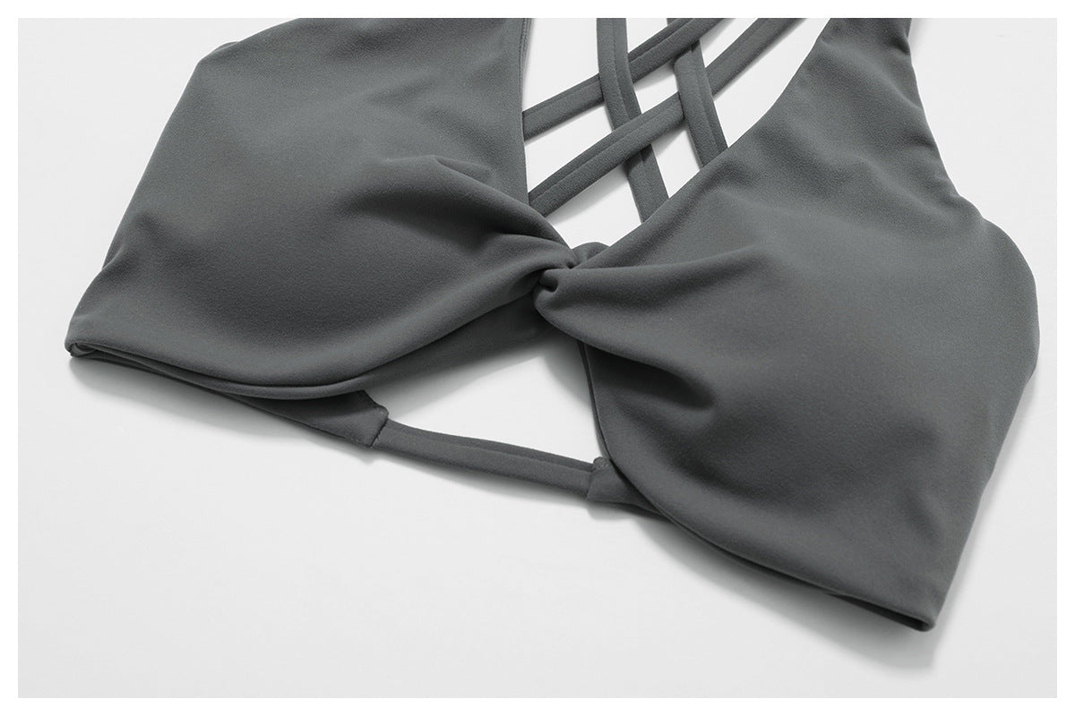 Twisted front sports bra