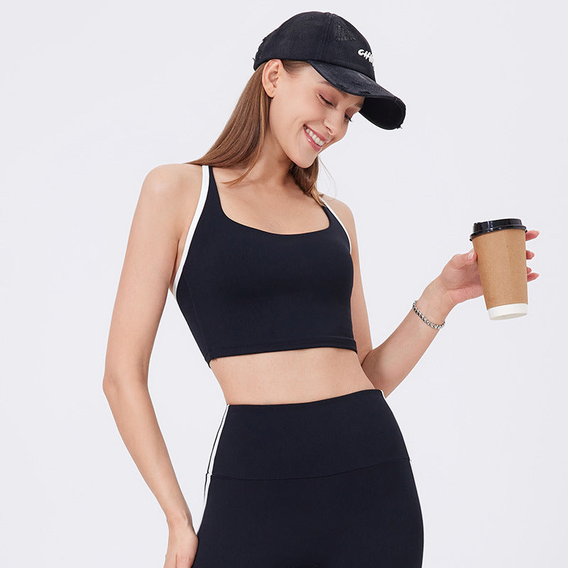 Contrast strap sports bra