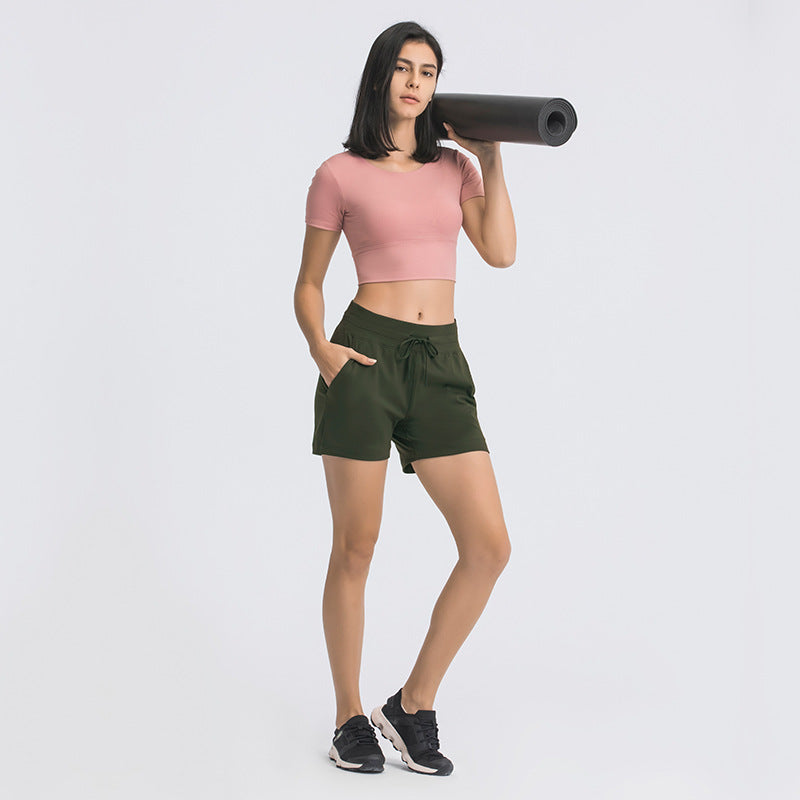 Casual workout shorts with drawstring