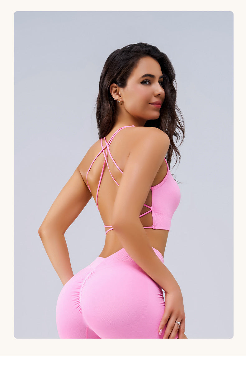 Cross back sports bra