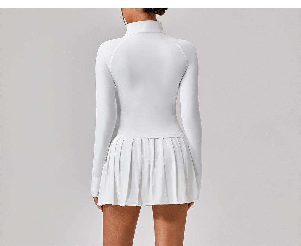 High collar zip front top